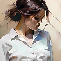 A series of graphics: The woman with the white blouse.